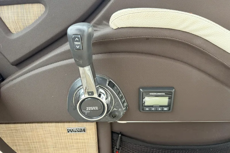 Slide: The Image of 2019 Cobalt R5 Surf boat control panel with Volvo Penta throttle and display. - 27