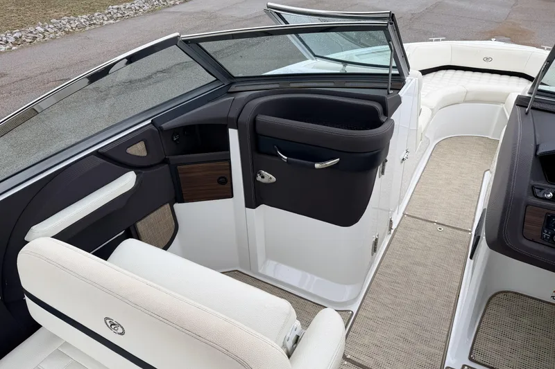 Slide: The Image of 2019 Cobalt R5 Surf boat interior with luxurious seating and modern dashboard design. - 29