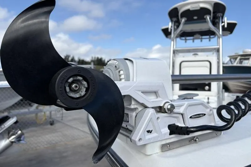 Slide: The Image of Close-up of a 2020 Islamorada 24 Morada boat's motor and propeller. - 5