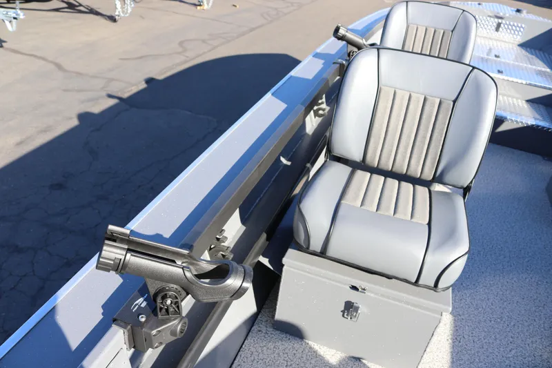 Slide: The Image of Interior of 2026 Alumaweld Super Vee 20 boat with seating and rod holder. - 25