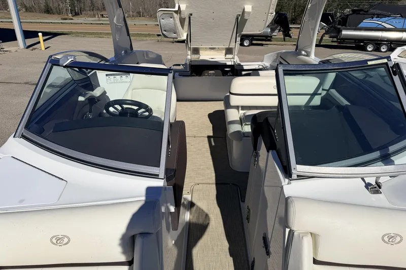 Slide: The Image of 2016 Cobalt R7 boat interior with dual windshields and seating area. - 3