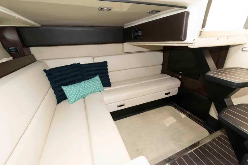 Slide: The Image of Luxurious interior of 2015 Monterey 355 Sport Yacht with plush seating and modern design. - 12