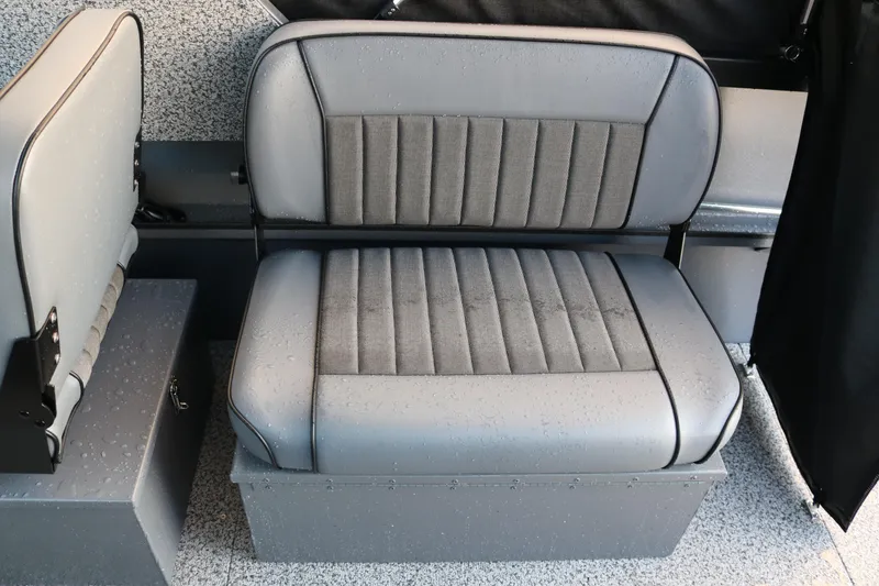Slide: The Image of Gray cushioned seat in 2026 Alumaweld Stryker 202 boat interior. - 15