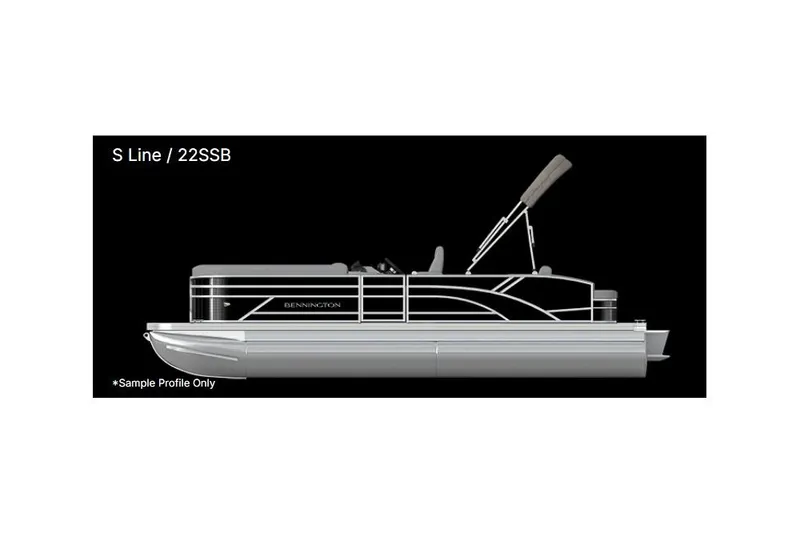 The Image of Side profile of 2026 Bennington 22 SSB SwingBack pontoon boat, black background. - 1