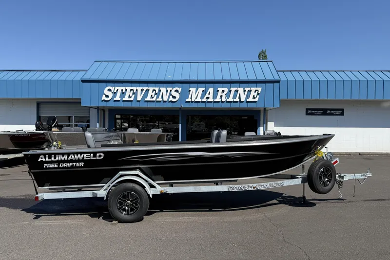 The Image of 2025 Alumaweld Free Drifter 20 boat on trailer at Stevens Marine dealership. - 1