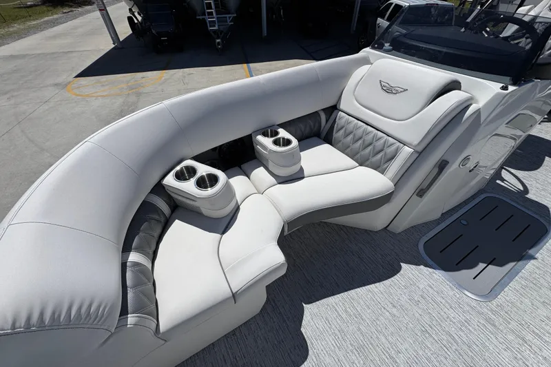 Slide: The Image of Luxurious seating on 2026 Bennington 22 LXS Swingback boat with cup holders. - 19