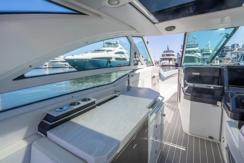 Slide: The Image of Interior view of 2023 Formula 430 Super Sport Crossover yacht at marina. - 18