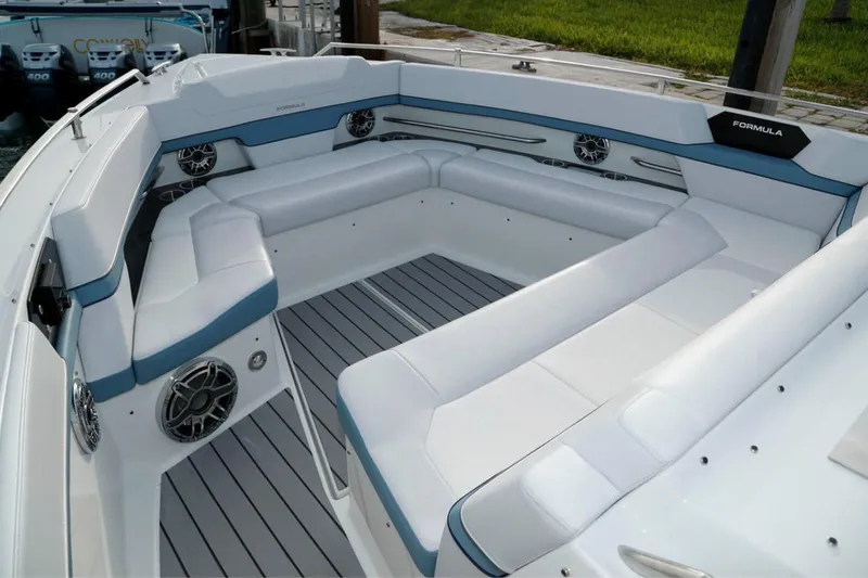 Slide: The Image of Manufacturer Provided Image: 2023 Formula 430 Super Sport Crossover boat interior with spacious seating and modern design. - 5