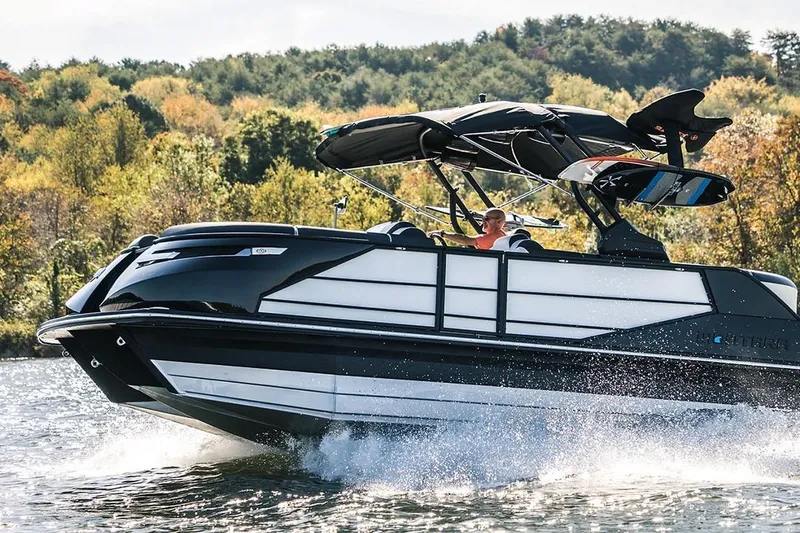 Slide: The Image of 2023 Montara 25 Surf Boss 2.0 CW cruising on a scenic lake. - 27