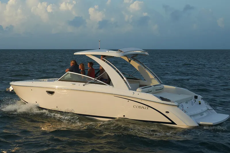 Slide: The Image of Manufacturer Provided Image: 2020 Cobalt R30 boat cruising on the ocean with passengers. - 4
