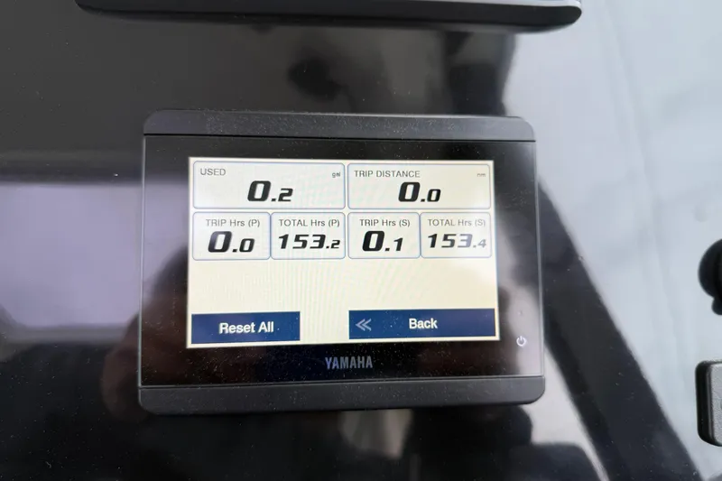 Slide: The Image of Yamaha display on 2023 Jeanneau NC 1095 showing trip and fuel data. - 20