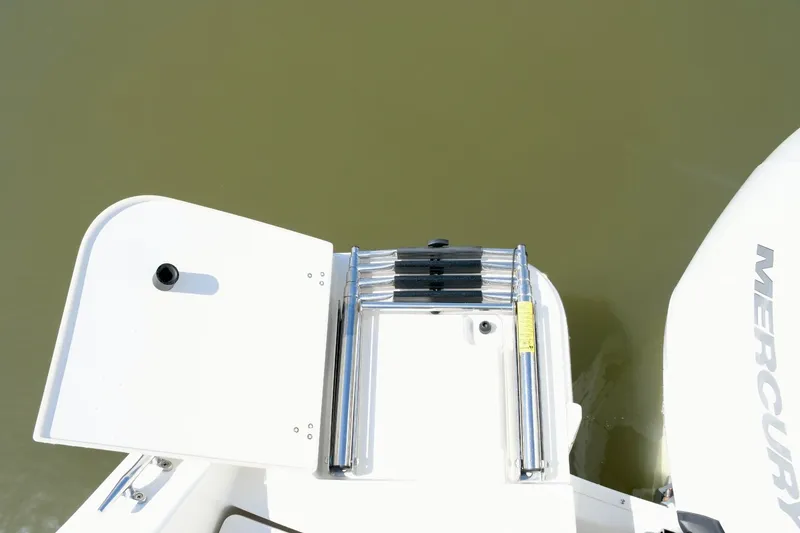 Slide: The Image of 2024 Boston Whaler 210 Vantage boat with swim ladder. - 22
