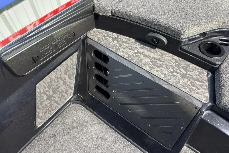 Slide: The Image of Interior of 2026 Nitro Z19 XL Pro boat with textured flooring and storage compartments. - 17