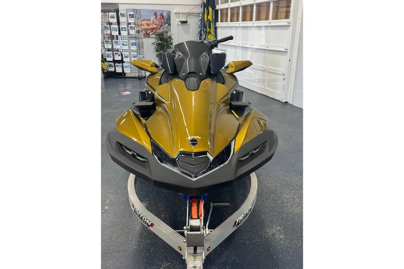 Slide: The Image of 2023 Kawasaki Ultra LX jet ski in showroom, front view. - 4