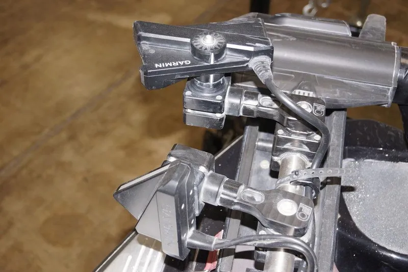 Slide: The Image of Close-up of Garmin equipment mounted on a 2020 Bass Cat Lynx boat. - 18