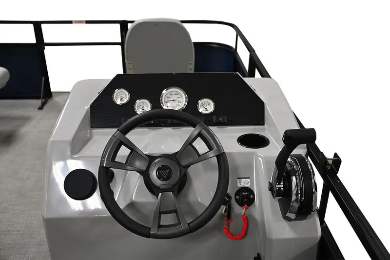 Slide: The Image of Manufacturer Provided Image: Viaggio Del Mar F 2023 boat dashboard with steering wheel and control panel. - 19
