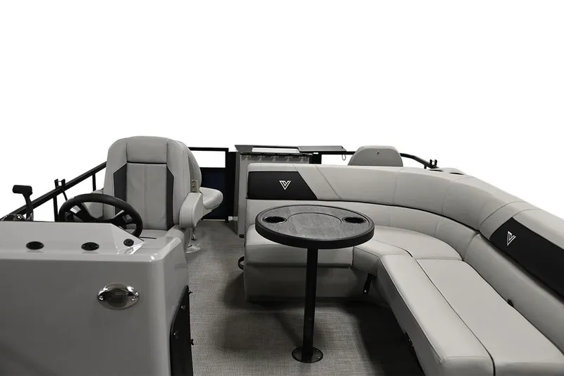 Slide: The Image of Manufacturer Provided Image: 2023 Viaggio Del Mar F boat interior with gray seating and steering console. - 22