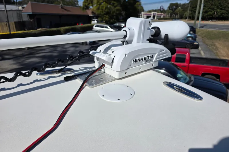 Slide: The Image of Minn Kota Terrova motor on 2021 Key West 244 Center Console boat deck. - 19