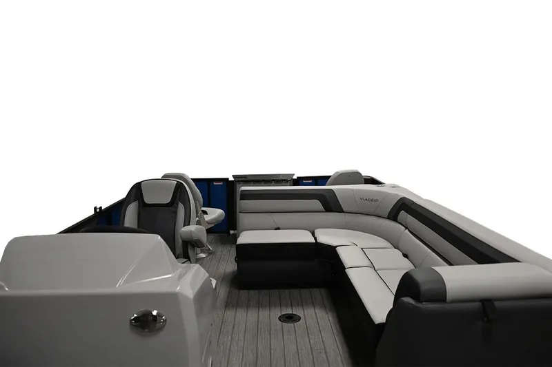 Slide: The Image of Manufacturer Provided Image: 2023 Viaggio Lago F boat interior with modern seating and sleek design. - 16