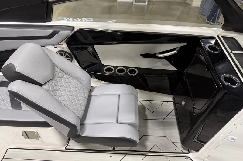 Slide: The Image of 2026 Yamaha Boats 222XD interior with sleek seating and modern design. - 5