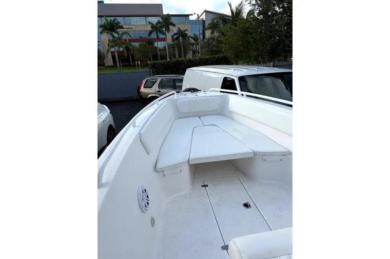 Slide: The Image of Steering console of 2015 Concept 27 boat with navigation screens and controls. - 20