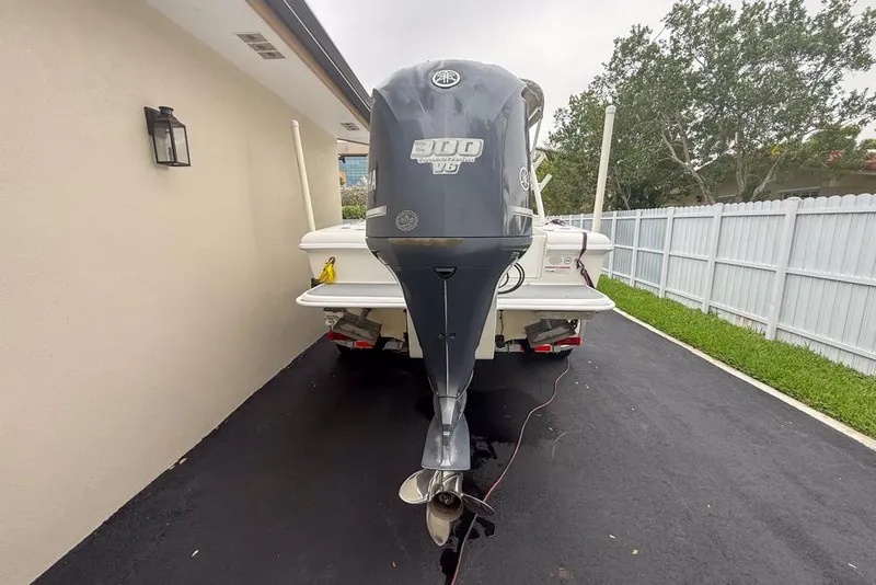 Slide: The Image of Underneath view of a 2015 Concept 27 boat trailer with visible metal frame. - 58