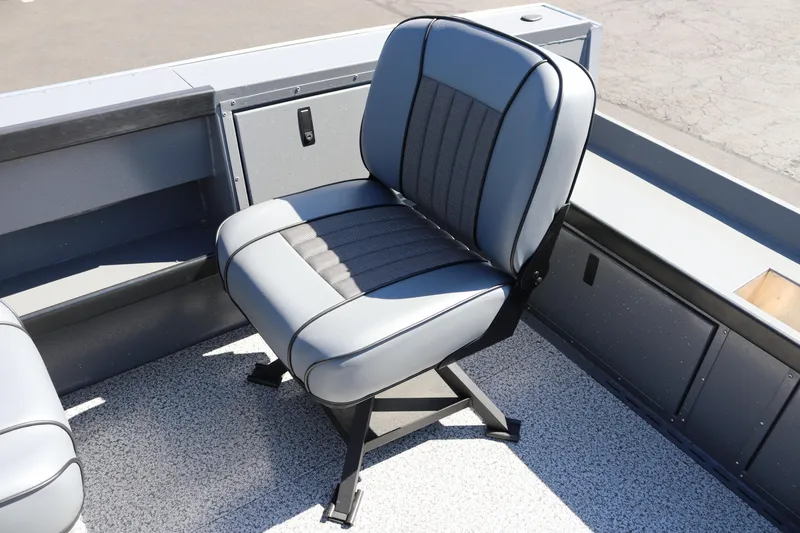 Slide: The Image of 2025 Alumaweld Columbia 23 boat seat, gray upholstery, modern design. - 11
