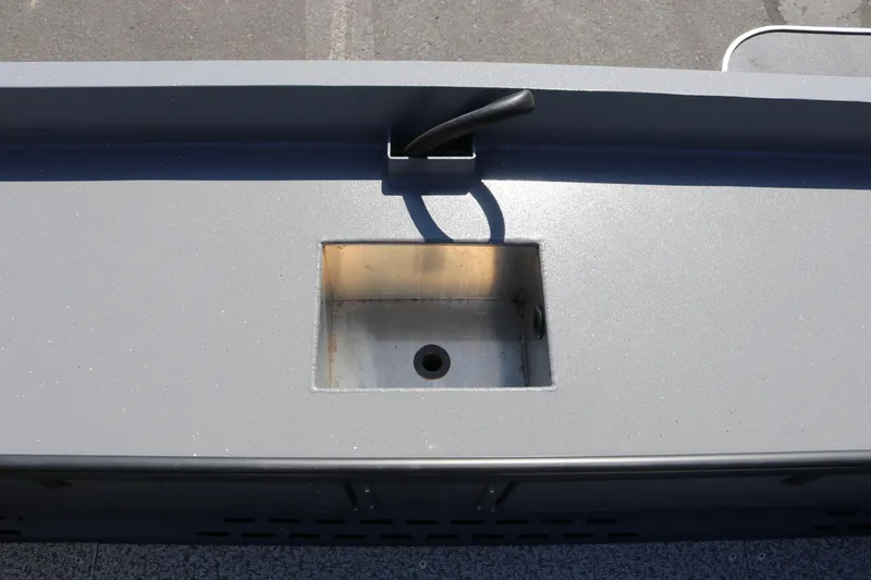 Slide: The Image of Alumaweld Columbia 23 boat sink detail, 2025 model, with faucet and drain. - 8