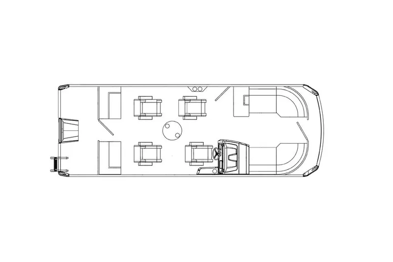 Slide: The Image of Manufacturer Provided Image: Top view floor plan of 2024 Viaggio Lago X-Q pontoon boat. - 15
