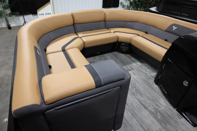 Slide: The Image of Manufacturer Provided Image: 2024 Viaggio Lago X-Q boat with luxurious tan and gray seating. - 9