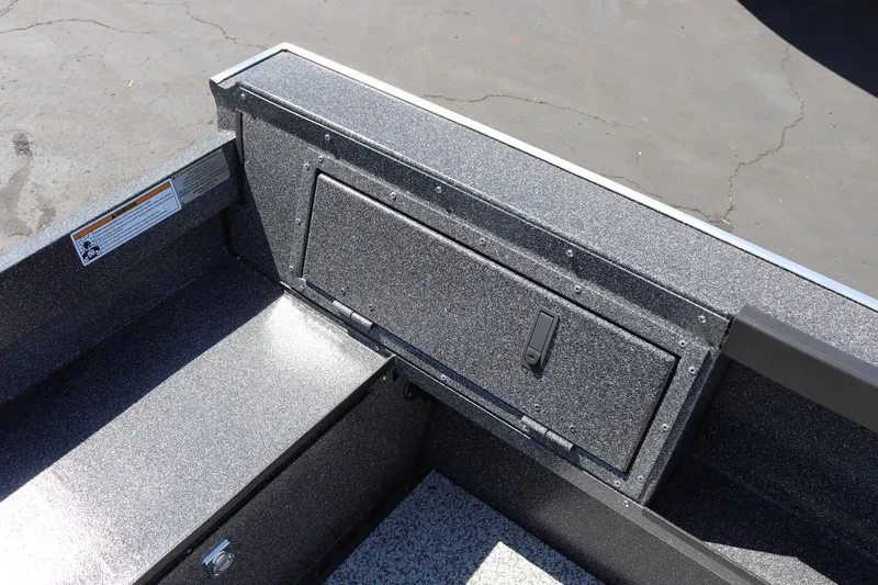 Slide: The Image of 2025 Alumaweld Free Drifter 20 boat interior storage compartment, featuring durable construction. - 19