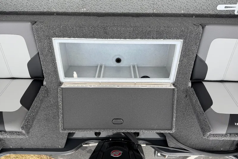 Slide: The Image of 2026 Crestliner 1750 Hawk boat interior with storage compartment and seating. - 14