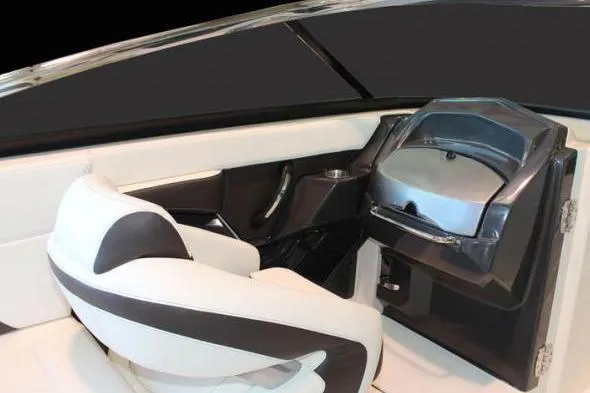 Slide: The Image of Manufacturer Provided Image: 2015 Monterey 268SS Super Sport boat interior with sleek seating and modern dashboard design. - 10