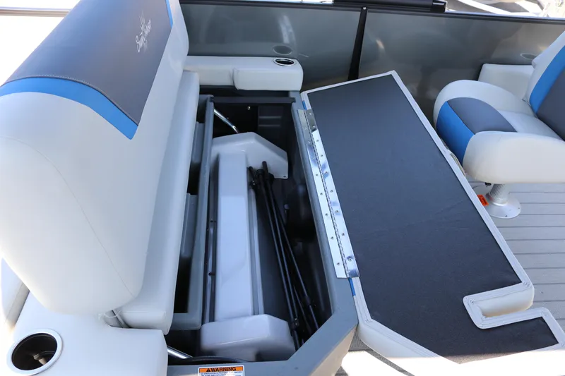 Slide: The Image of Interior of 2025 SunChaser Geneva Sport 23 SB DH with seating and storage. - 13