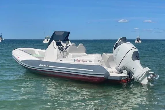 Slide: The Image of 2022 Zar 79SL boat with outboard motor on calm sea. - 6