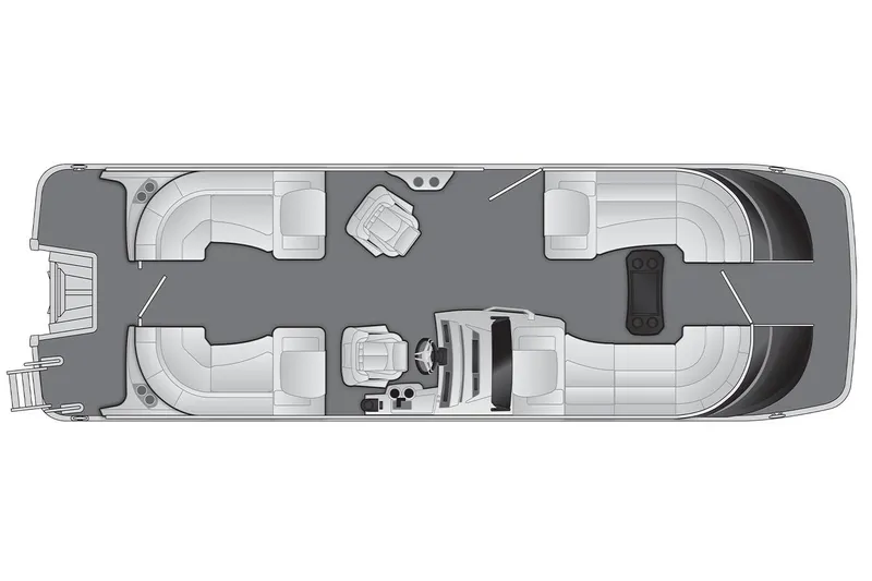 The Image of Manufacturer Provided Image: Top view layout of 2026 Bennington 25 QX Quad Bench pontoon boat. - 1