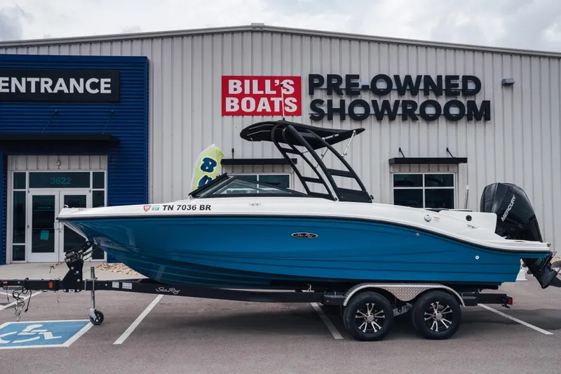 The Image of 2024 Sea Ray SPX 210 Outboard displayed at Bill's Boats pre-owned showroom. - 0