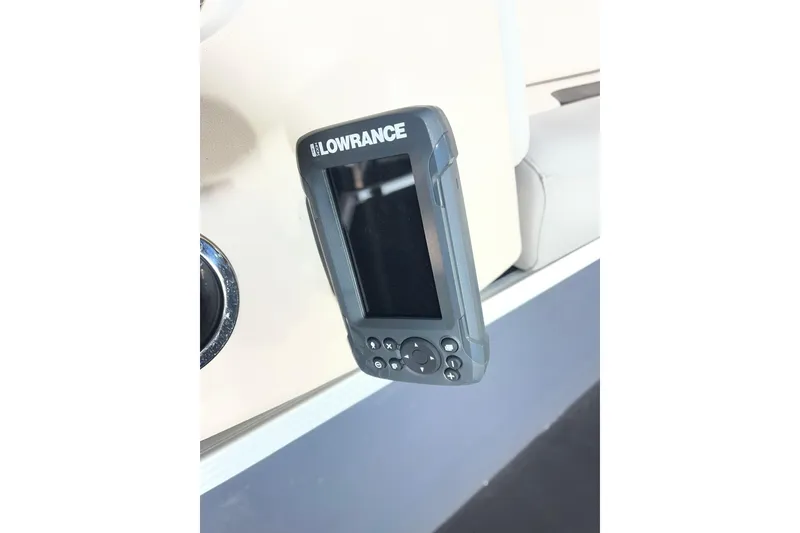 Slide: The Image of Lowrance device on 2023 Princecraft Vectra 23 boat dashboard. - 15
