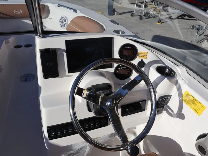 Slide: The Image of Steering console of Key West 203 DFS boat, model year 2026. - 13