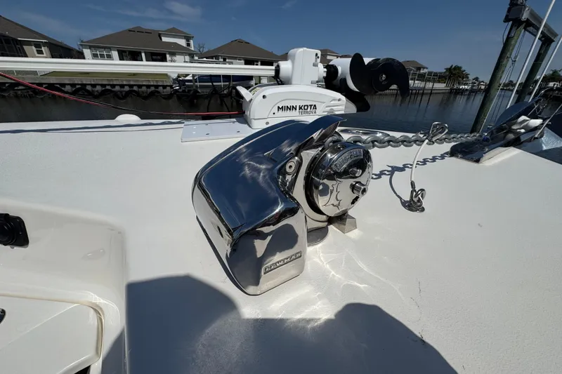 Slide: The Image of 2022 Key West 244 Center Console boat with Minn Kota trolling motor and anchor winch. - 43