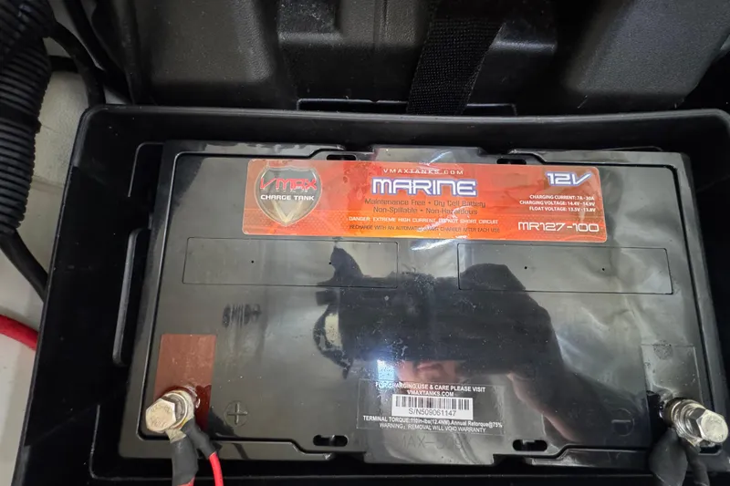 Slide: The Image of 12V marine battery in 2022 Key West 244 Center Console boat. - 49