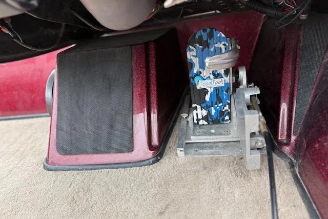 Slide: The Image of Foot pedal with camouflage design in a 2016 Nitro Z20 boat interior. - 17