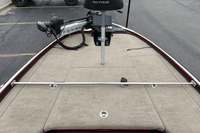 Slide: The Image of 2016 Nitro Z20 boat deck with fishing equipment and seating. - 44