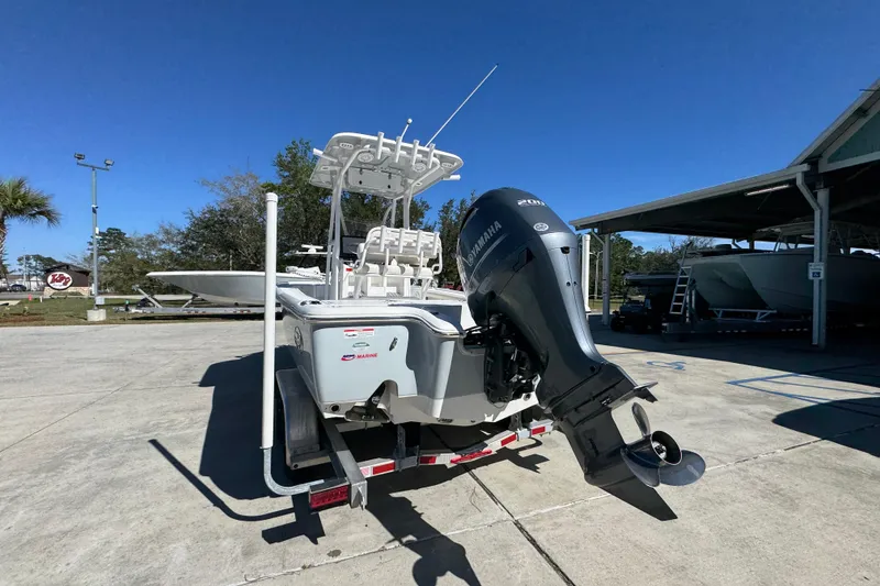 Slide: The Image of 2023 Sea Hunt BX 22 BR boat with Yamaha outboard motor on trailer. - 15
