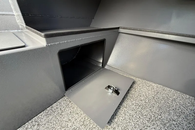 Slide: The Image of Storage compartment in 2025 Alumaweld Stryker X202 boat, featuring a secure latch. - 35