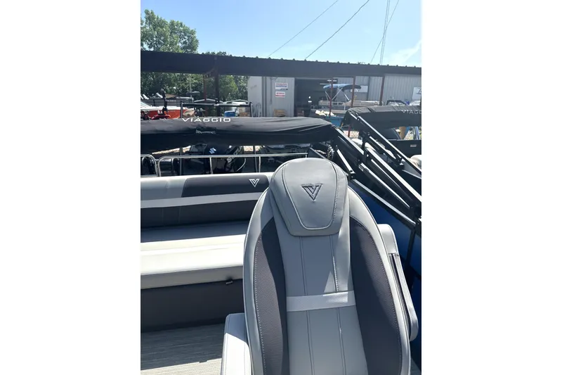 Slide: The Image of 2024 Viaggio Lago X-S boat interior with sleek seating design. - 4