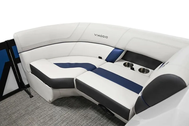 Slide: The Image of Manufacturer Provided Image: 2023 Viaggio Diamante U boat seating with cup holders, white and blue upholstery. - 11