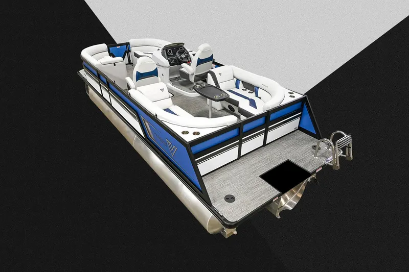 Slide: The Image of Manufacturer Provided Image: 2023 Viaggio Diamante U pontoon boat with sleek design and modern seating arrangement. - 9