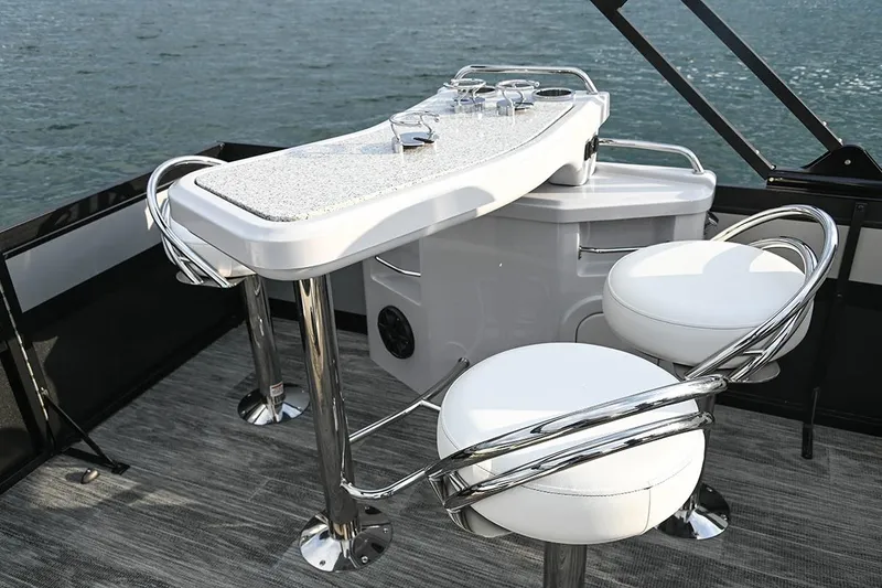 Slide: The Image of Manufacturer Provided Image: Luxurious Viaggio Diamante B 2023 boat interior with stylish bar and seating. - 25