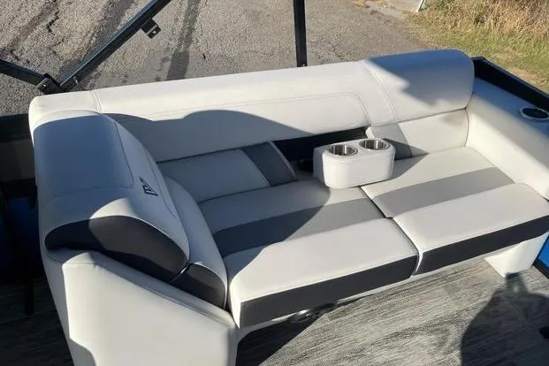 Slide: The Image of Luxurious seating on 2023 Viaggio Diamante 23B boat with cup holders. - 4